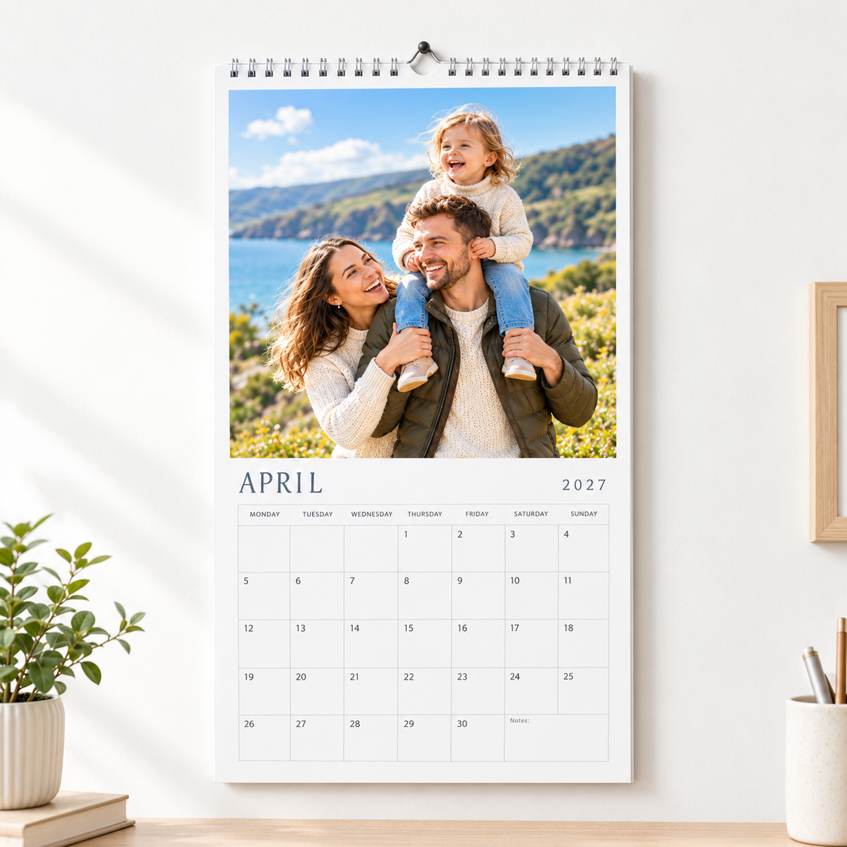 Personalised Wall Calendar 2027 – A4 Custom Photo Spiral-Bound