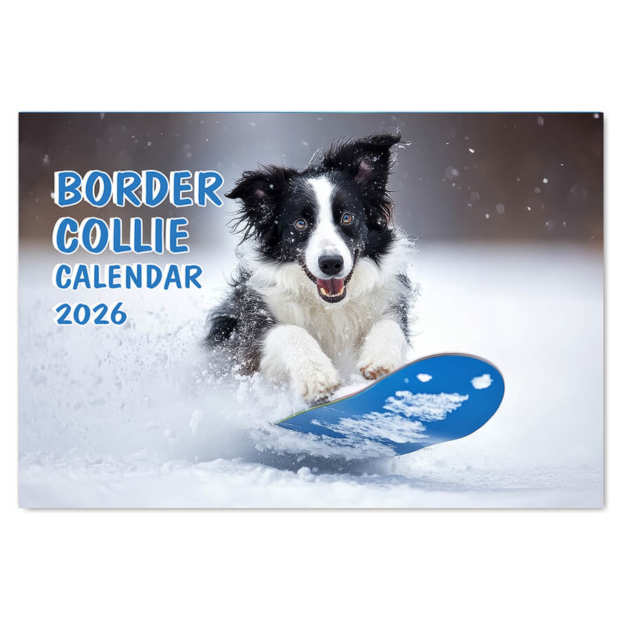 Border Collie wall calendar 2026 with cute dog photos