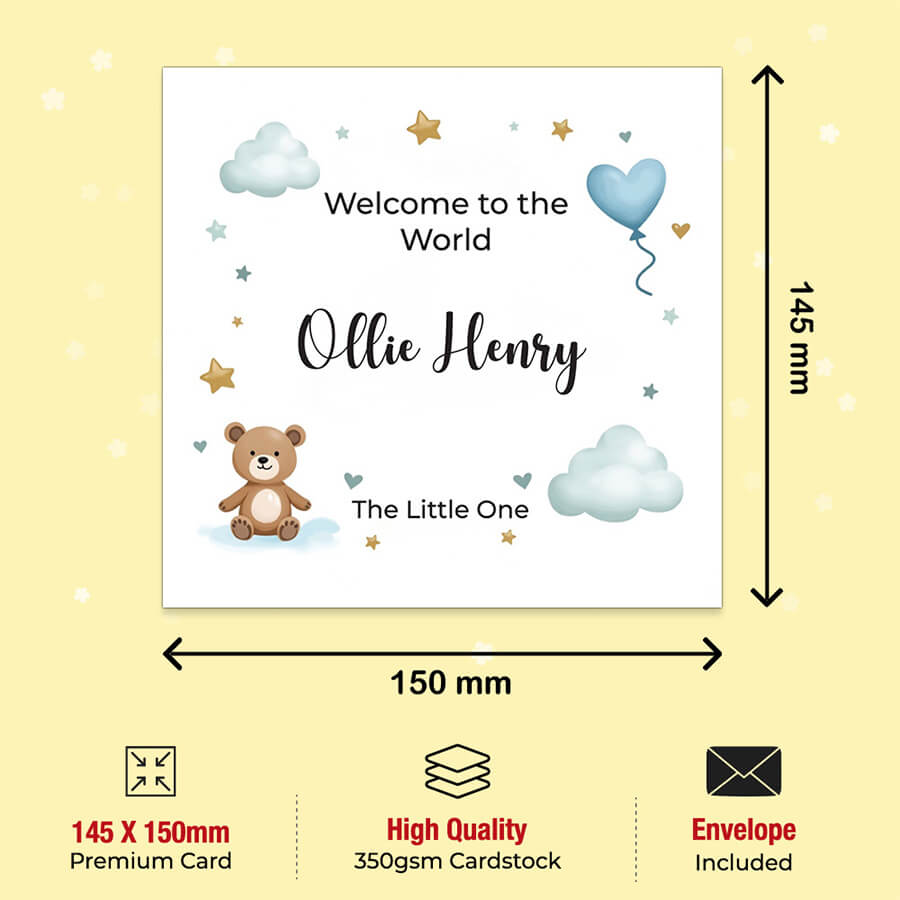 Baby Boy Greeting Card with Teddy