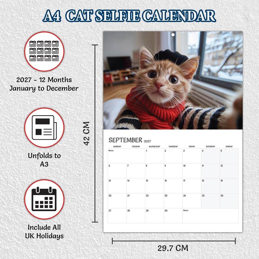 Cat Selfie calendar 2027
