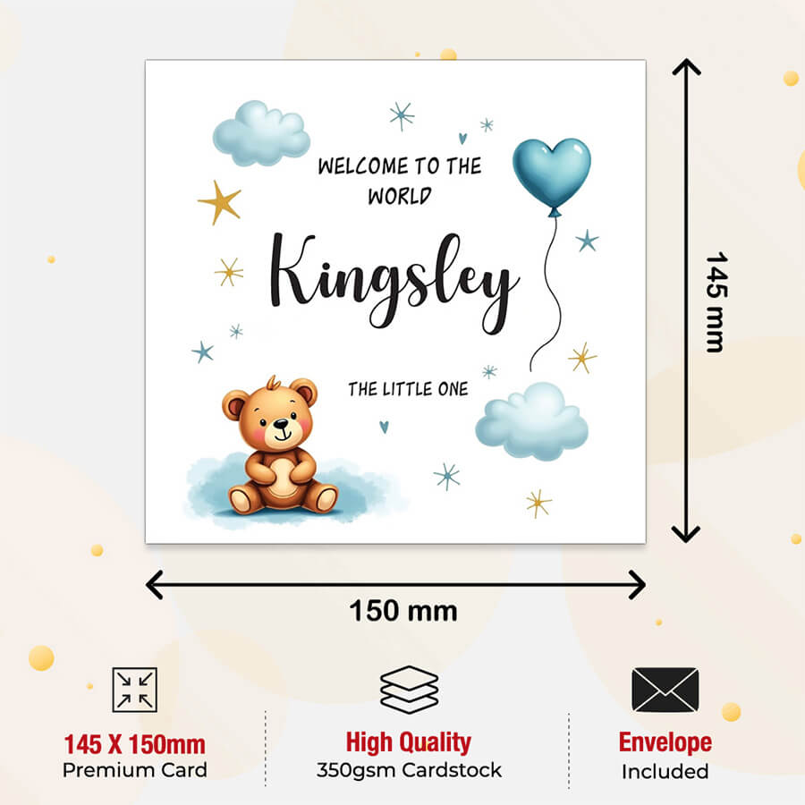 newborn baby boy greeting card with envelope