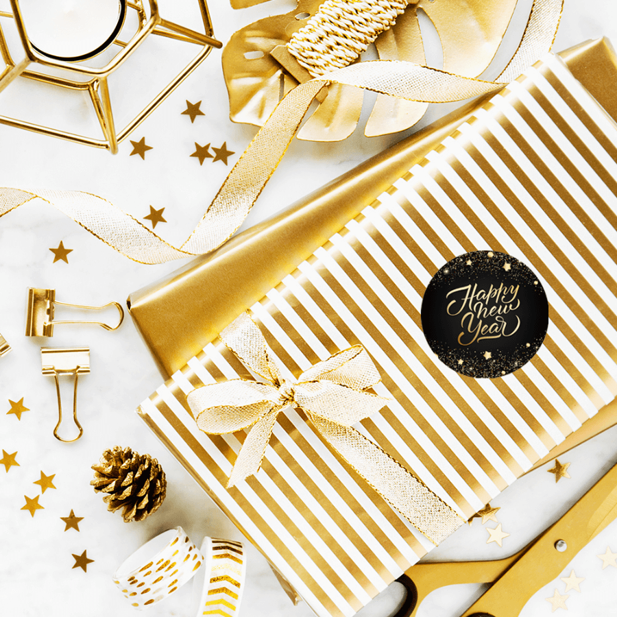 Stylish New Year Sticker for Party Favors