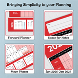 Red theme wall yearly planner A1 size 84x59cm