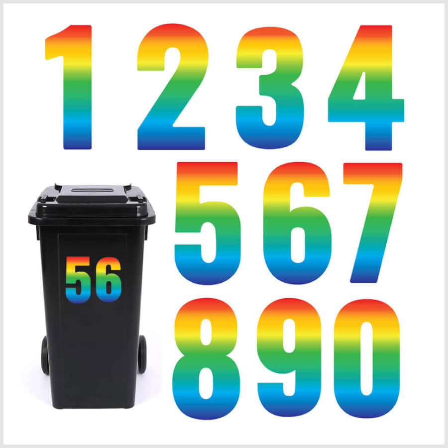 Trendy Rainbow Bin Number Stickers