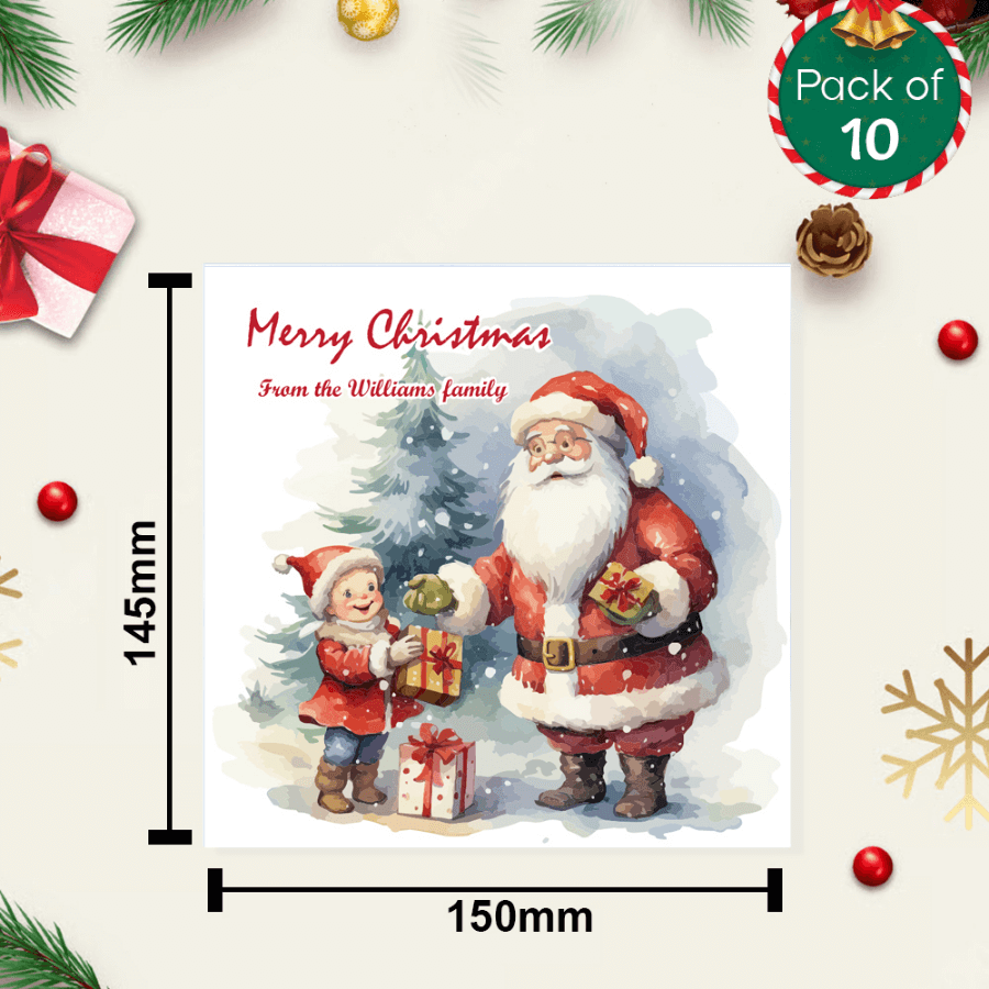 Customisable Santa Christmas Cards – Pack of 10