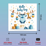 Perfect newborn baby boy welcome greeting card.