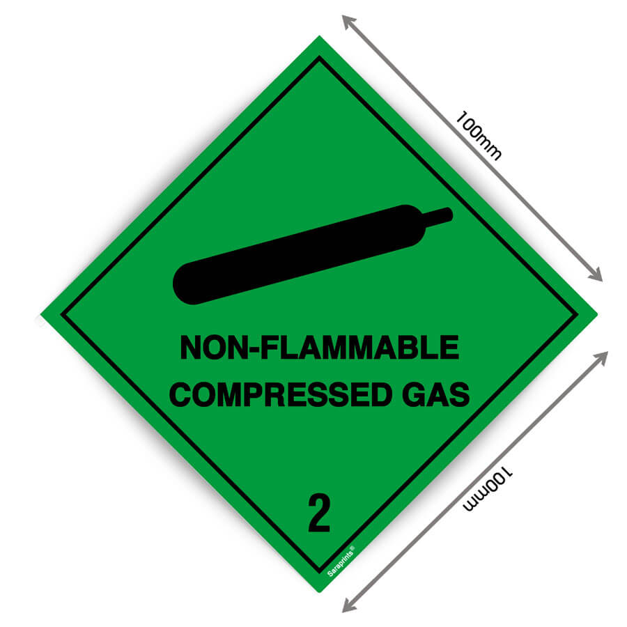 Green Non Flammable Compressed Gas Sign Sticker