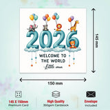 Welcome to the world baby boy greeting card with cute design