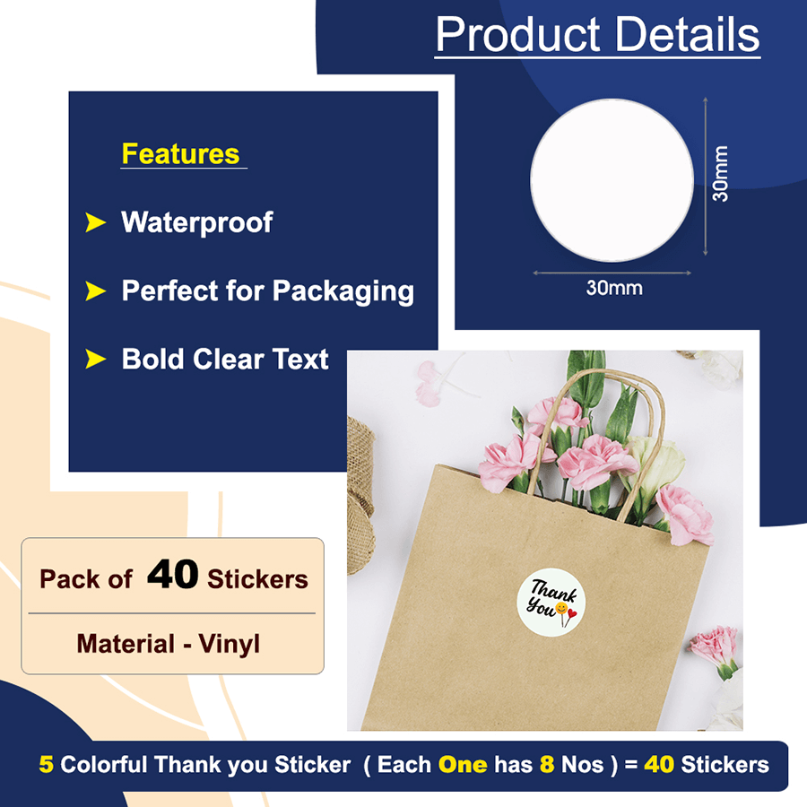 Thank You with Smiley & Heart Sticker