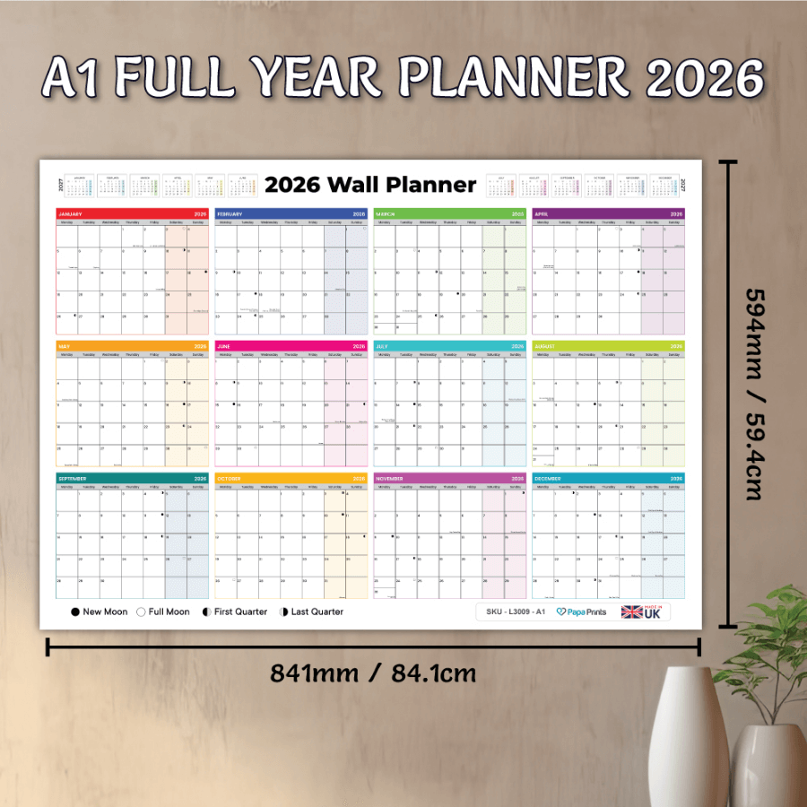 A1 yearly wall planner