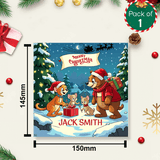 Christmas greeting card with envelope, animal holiday design