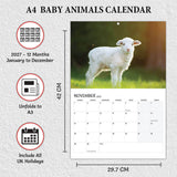2027 baby animals monthly calendar A3 size