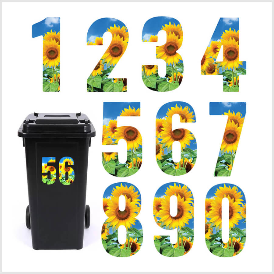 Waterproof Sunflower Stickers For Wheelie Bins
