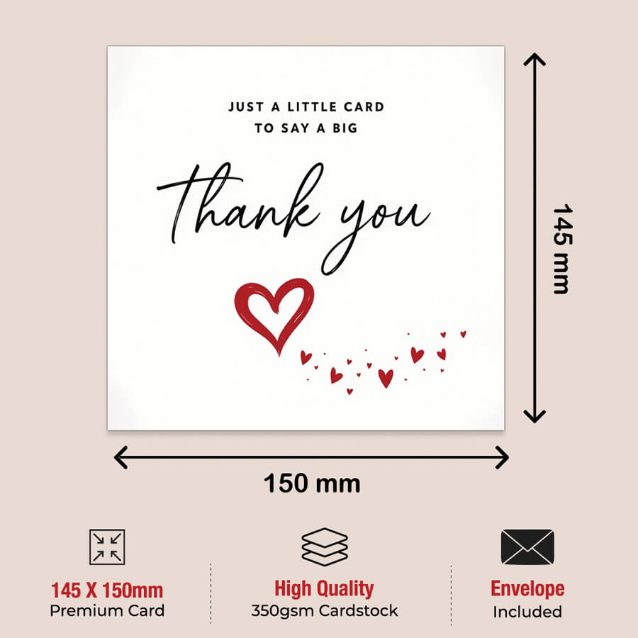 Thank You Card with Personalised Printed Inner Message