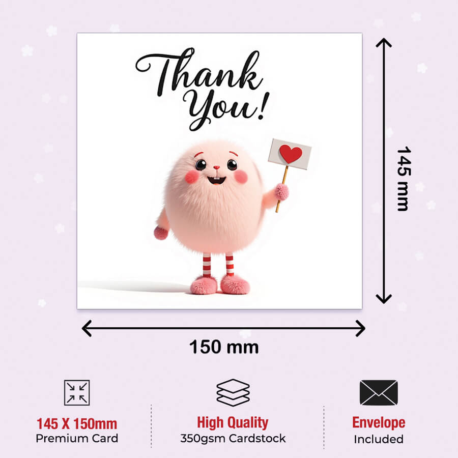 Eco friendly FSC thank you card with envelope, premium quality single greeting card