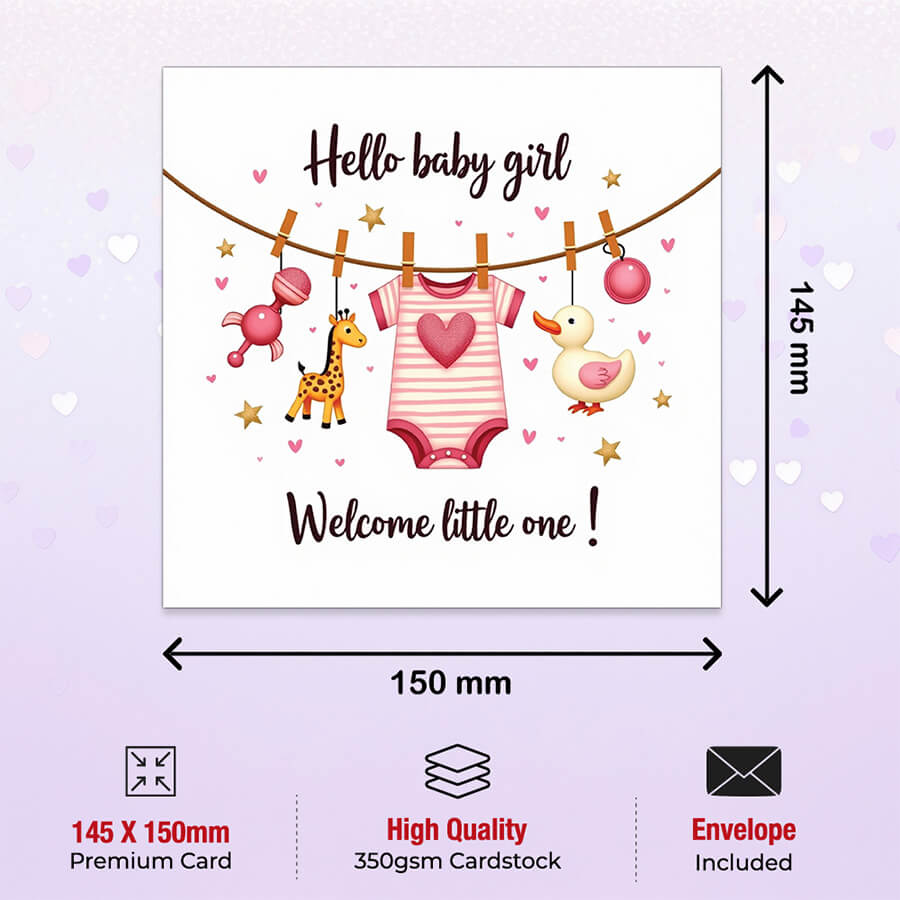 newborn baby girl greeting card