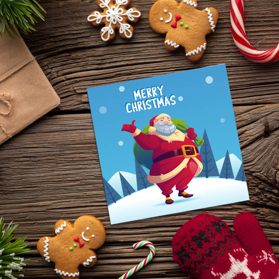Red suit Santa card