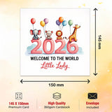 Welcome to the world baby girl greeting card with cute design
