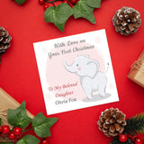 Personalised Christmas Card - First Christmas - Elephant - For - Daughter
