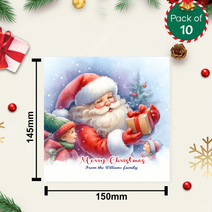 Custom Santa Christmas Cards – Personalised Pack of 10