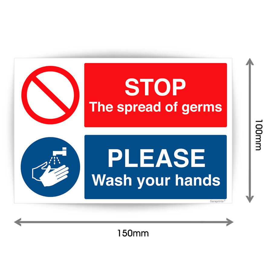 Stop Germs Wash Your Hands Sign sticker