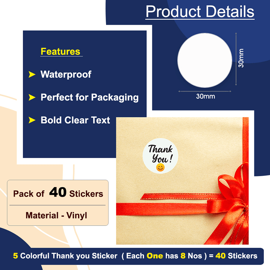 Thank You with Smiley & Heart Sticker