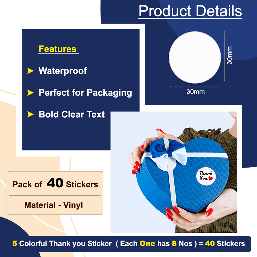 Thank You with Smiley & Heart Sticker