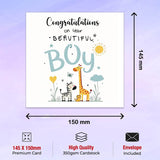Newborn baby boy greeting card saying congratulations