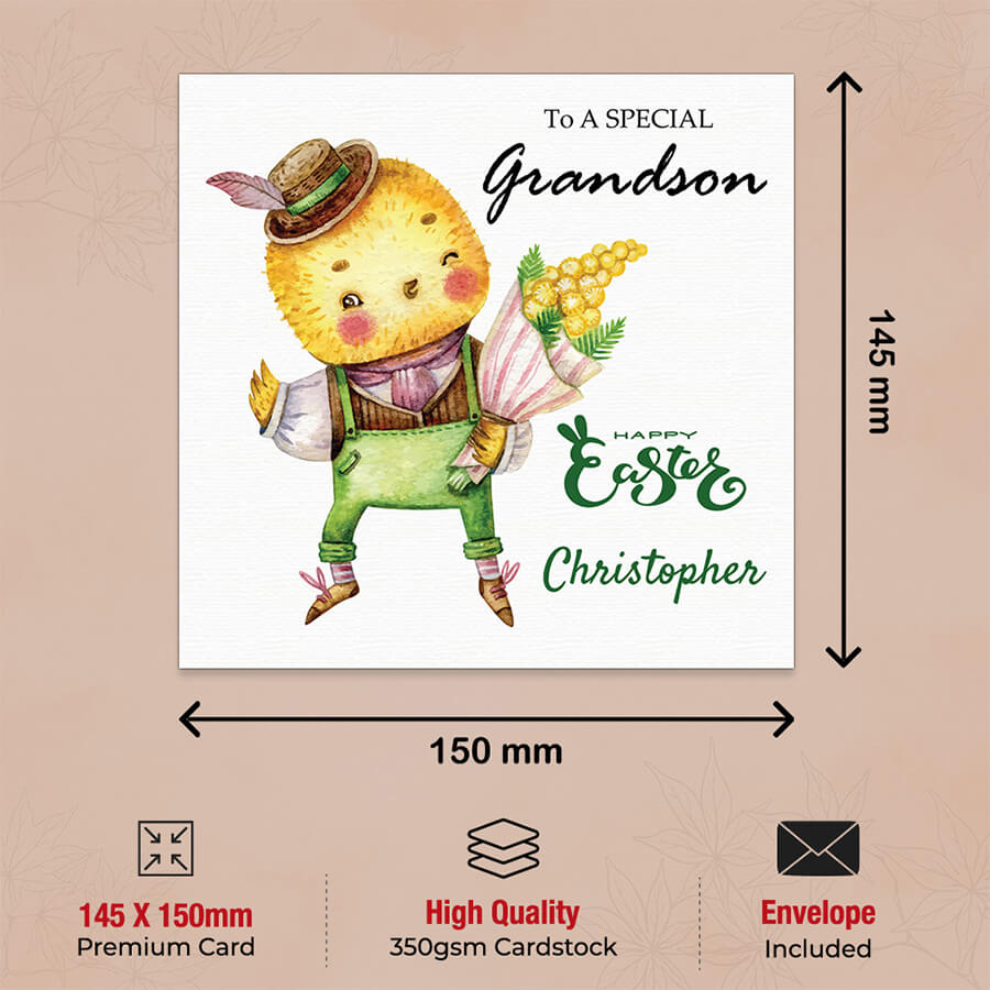 Custom Happy Easter card specially made for grandson