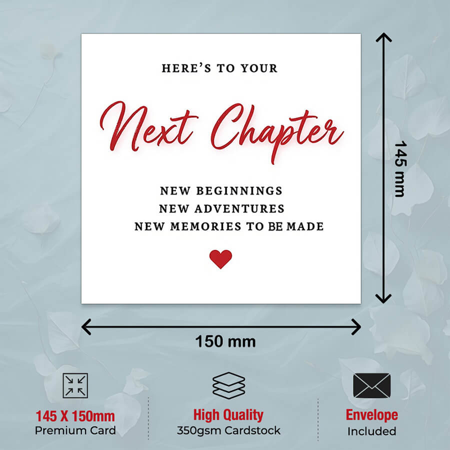 Next Chapter Greeting Card Packaging View with Envelope Included