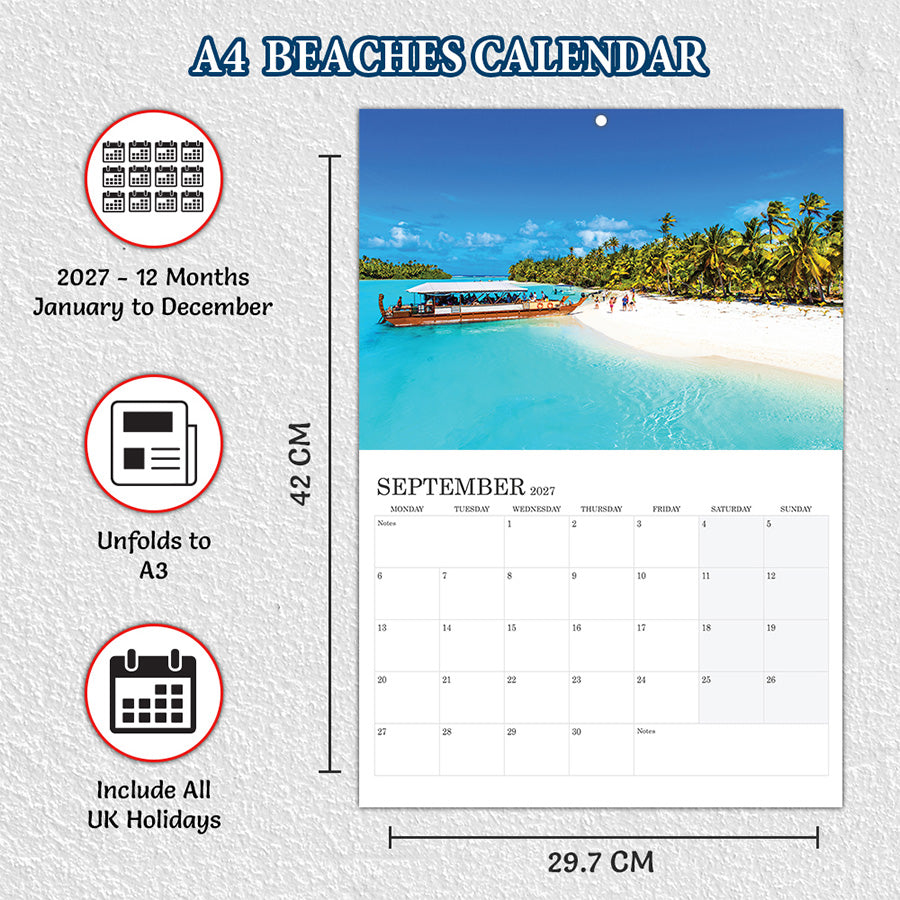 A4 Beaches calendar