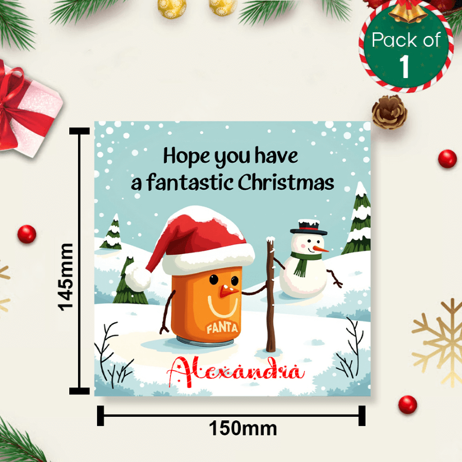Funny personalised Xmas greeting card with name and festive design