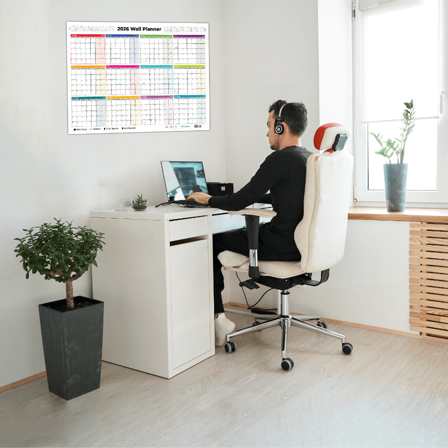 2026 Wall Organisation Planner with UK Bank Holidays