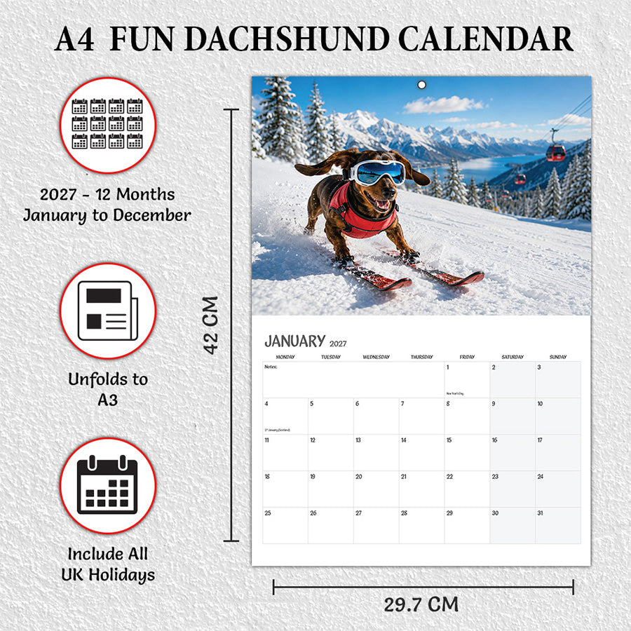 A3, A4 size wall calendar
