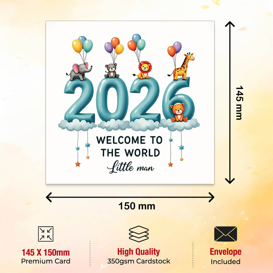 Customisable newborn baby boy greeting card