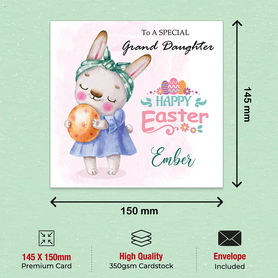 Custom Happy Easter card specially made for granddaughter
