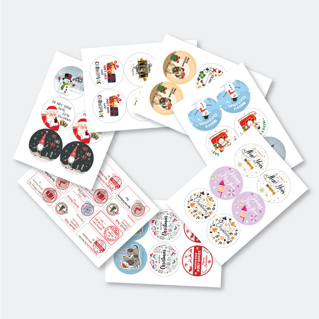 Festive Free Gift Labels for Christmas - 48 Stickers