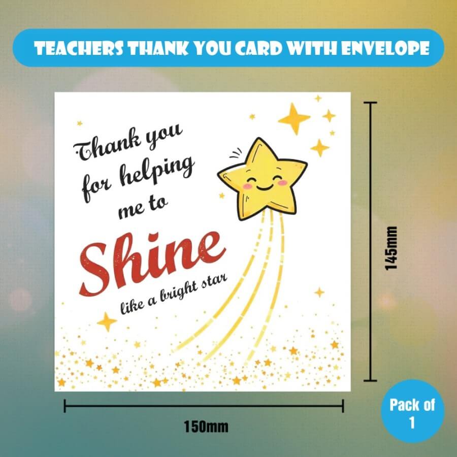 Bright Star Teacher Thank You Card with Envelope