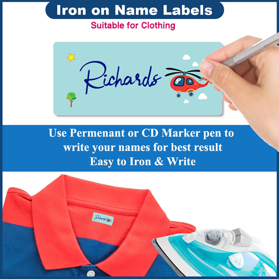 Iron-on name labels for baby clothes