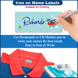 Iron-on name labels for baby clothes