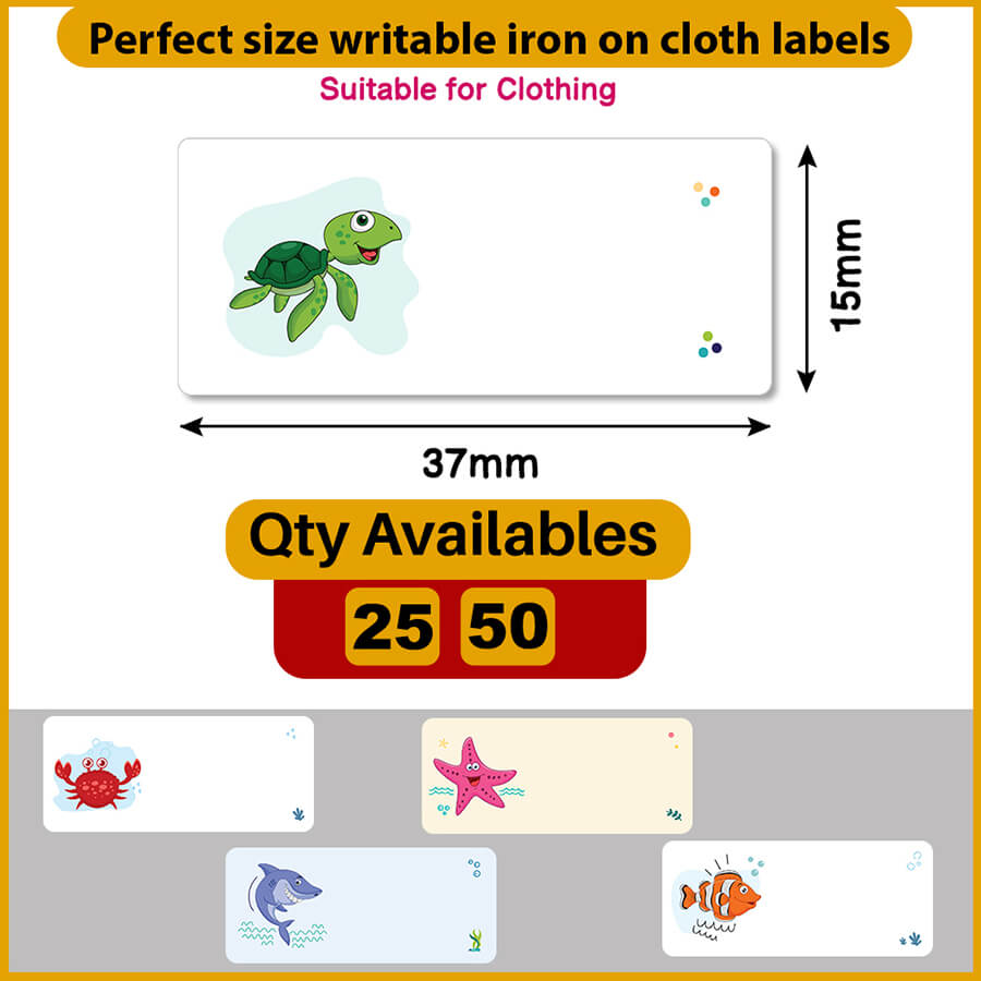 Iron-on labels with custom logos