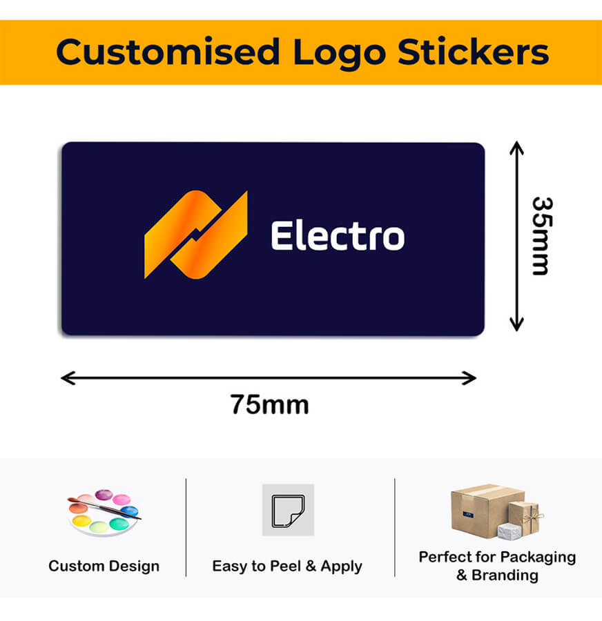 Durable custom rectangular logo stickers