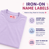 Iron On Clothing Name Labels - With Icons