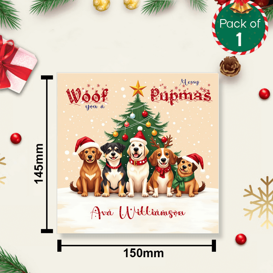 Eco-friendly dog Christmas card with envelope