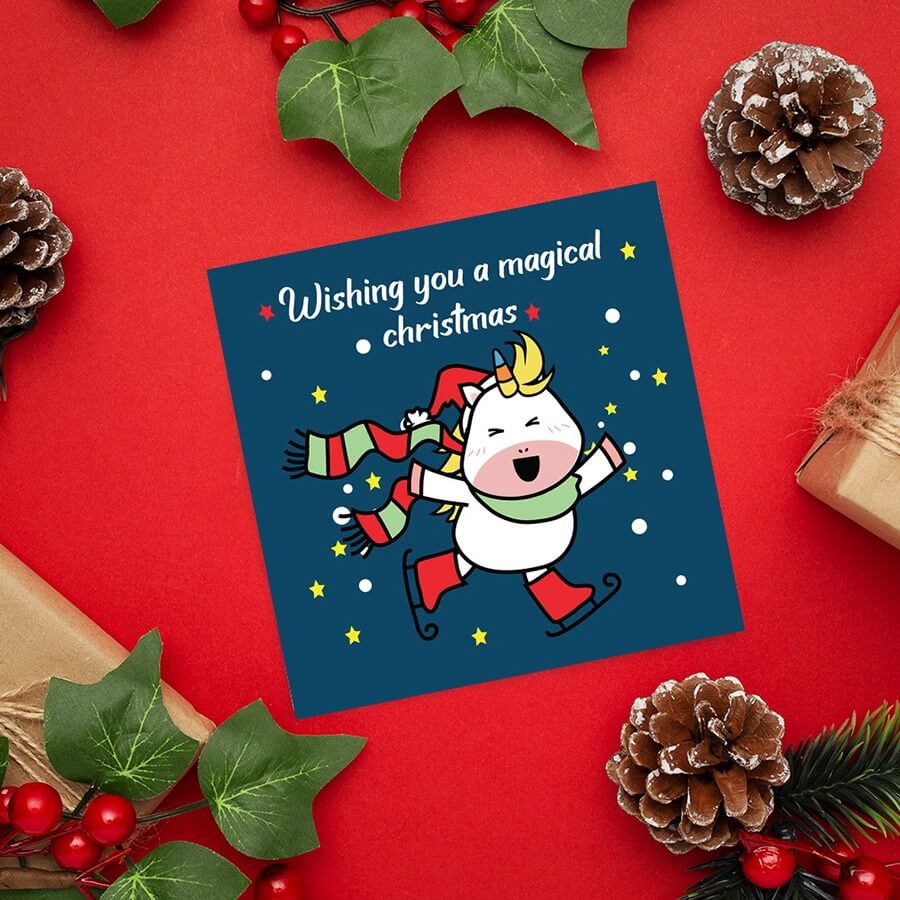 unicorn holiday card