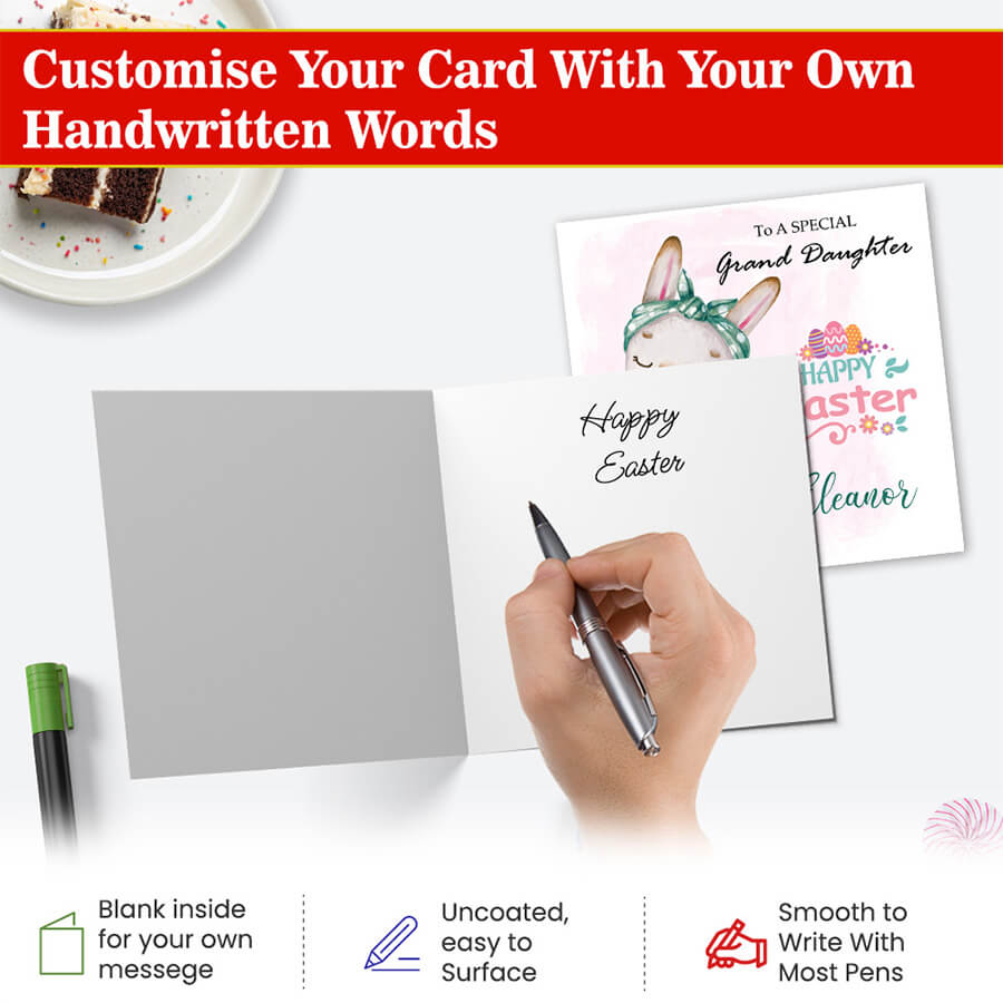 Easter greeting card for granddaughter with personalised name option