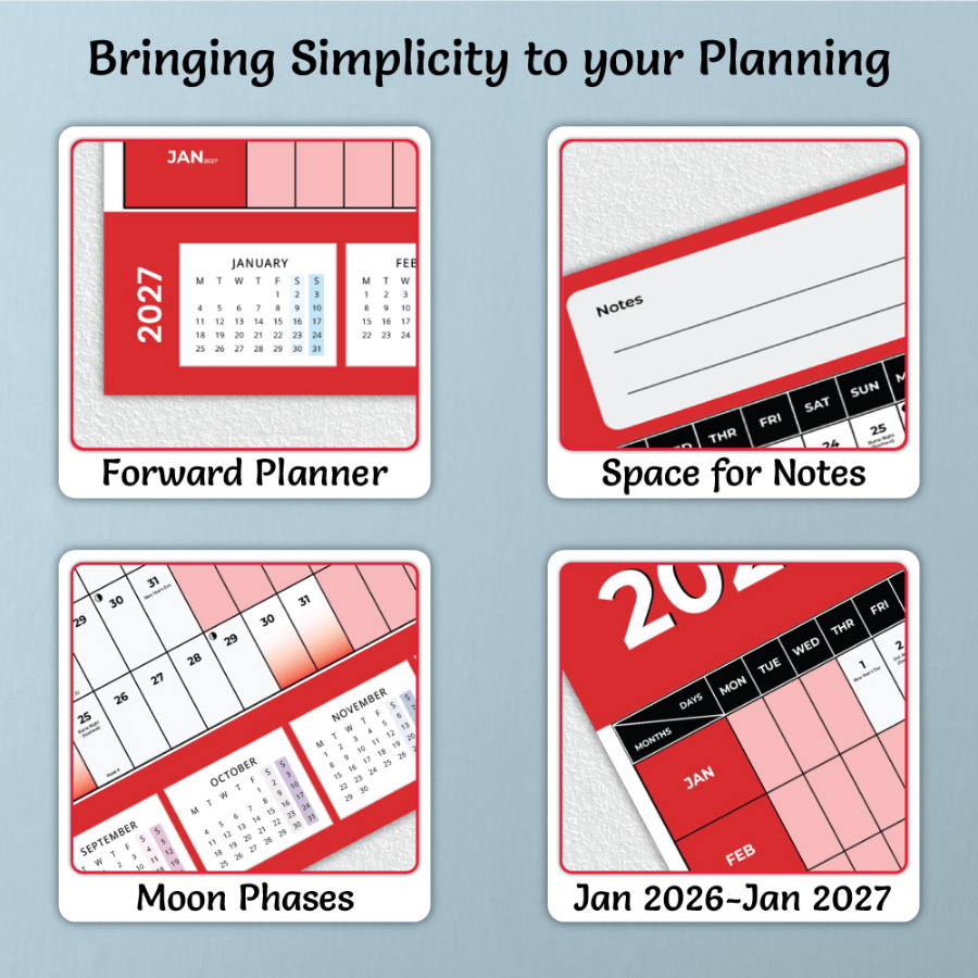 Wall Planner 2026 - A2 - Red