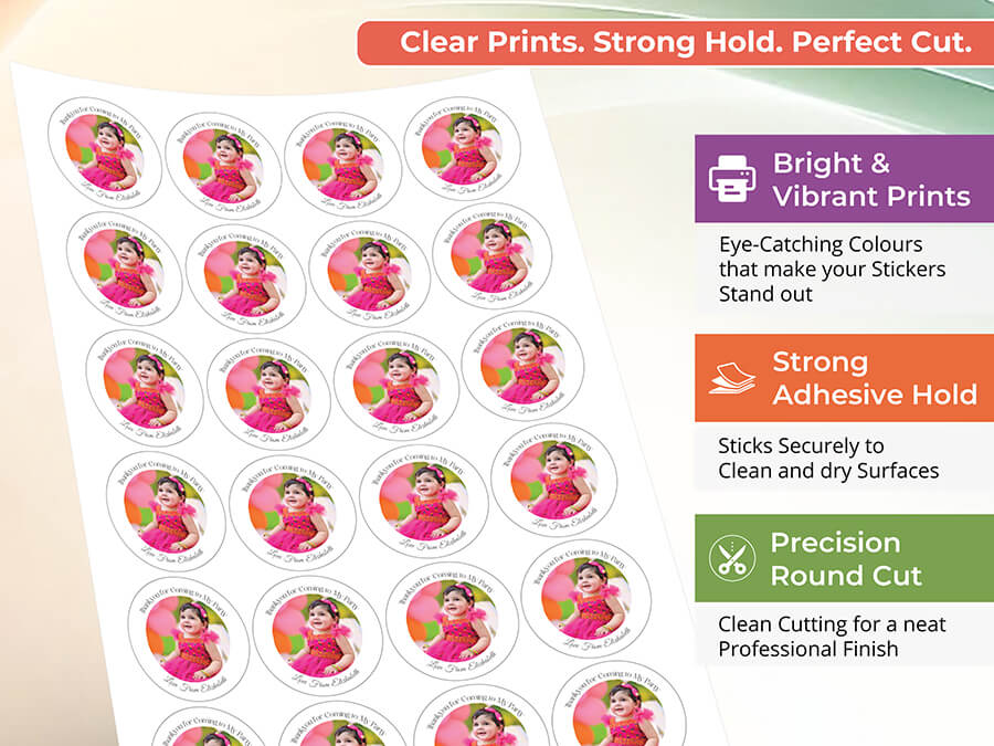 Birthday photo stickers custom round labels for kids