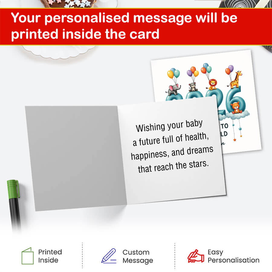 Baby boy welcome card with option to add personalised name