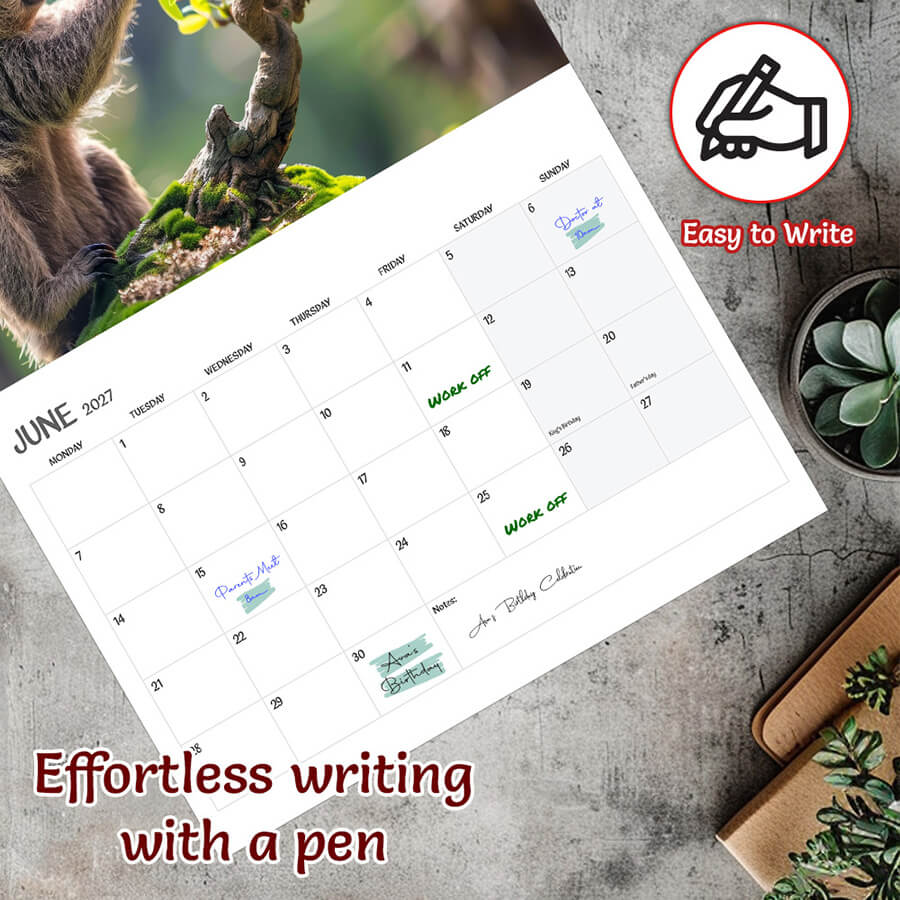 Sloths Calendar 2027 - 12 Month - A3